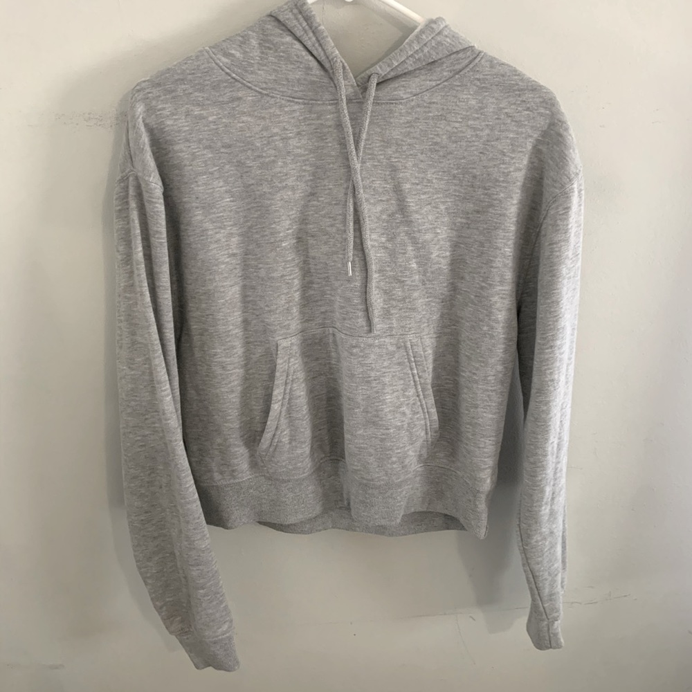Gray Cropped Hoodie
